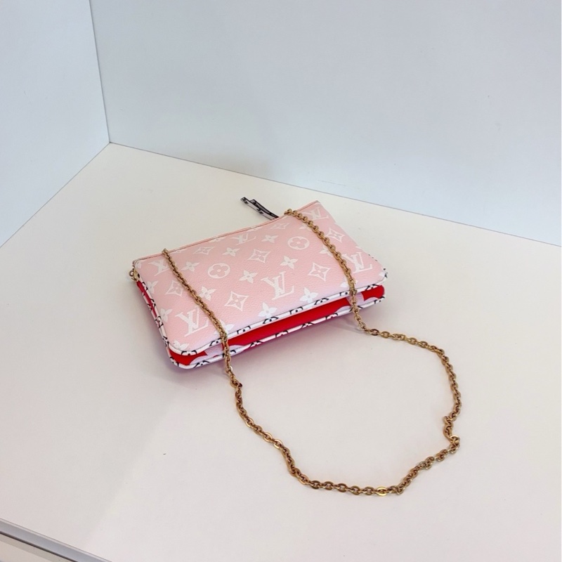 【97新🆕】LV  Pochette Double Zip 紅拼粉 雙層鏈條包⛓ 斜挎包-6