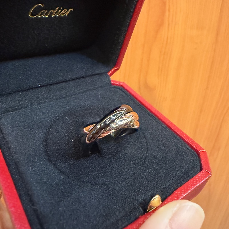 Cartier 750白K金黑陶瓷Trinity三環戒指B4095500-2