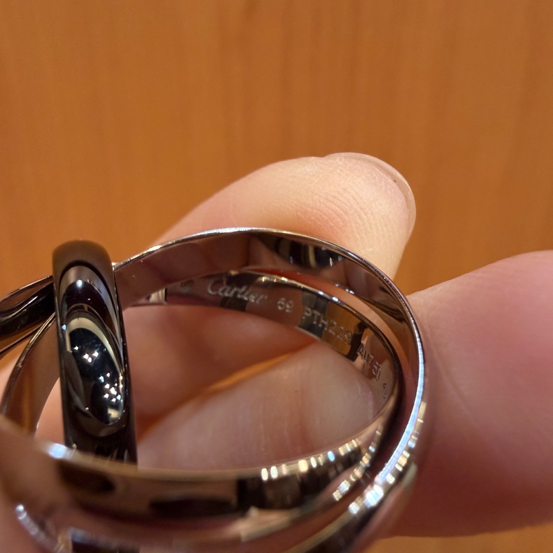 Cartier 750白K金黑陶瓷Trinity三環戒指B4095500-5