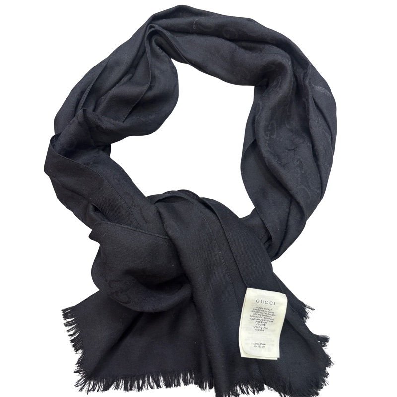 Gucci 質感黑色圍巾-0