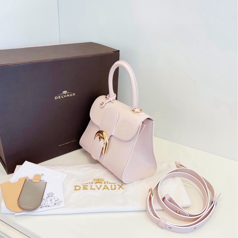 【99新閒置大全套🆕】Delvaux Brilliant mini 粉色金扣 手提單肩斜挎包-3
