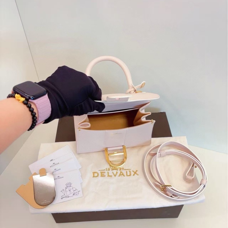 【99新閒置大全套🆕】Delvaux Brilliant mini 粉色金扣 手提單肩斜挎包-7