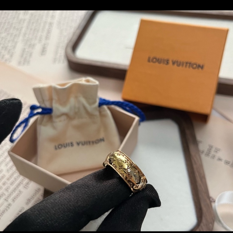 LV「金」老花 戒指💍原廠盒裝配件完整-3