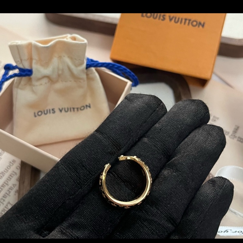 LV「金」老花 戒指💍原廠盒裝配件完整-4