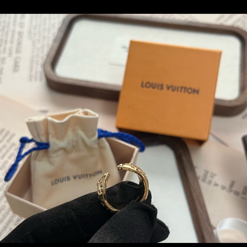 LV「金」老花 戒指💍原廠盒裝配件完整-7