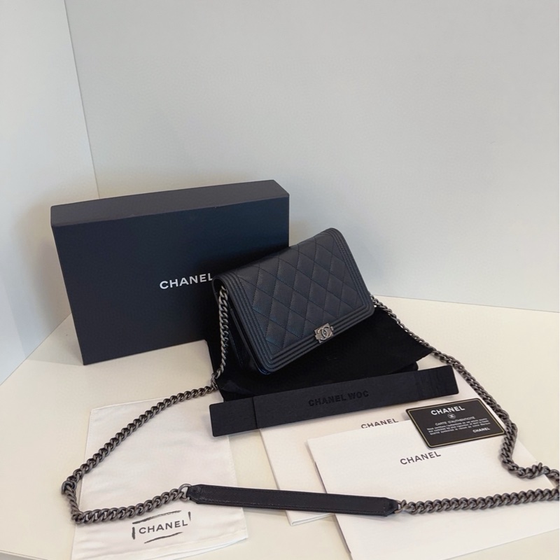 【99新🆕】Chanel 黑銀荔枝皮leboy款woc 斜挎包-1