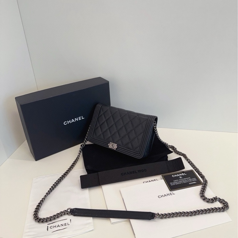 【99新🆕】Chanel 黑銀荔枝皮leboy款woc 斜挎包-2