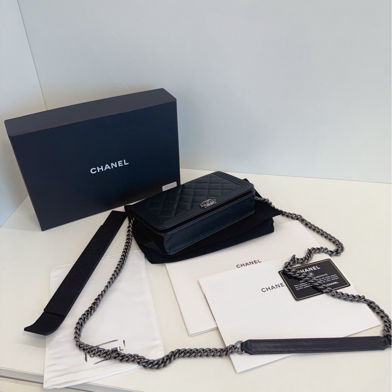 【99新🆕】Chanel 黑銀荔枝皮leboy款woc 斜挎包-4