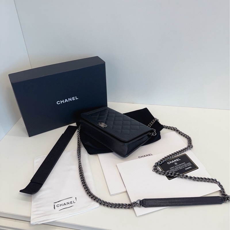 【99新🆕】Chanel 黑銀荔枝皮leboy款woc 斜挎包-5