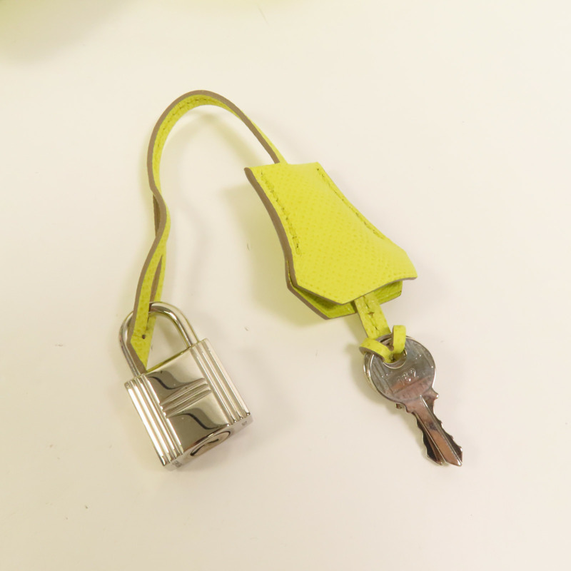 HERMES Epsom皮革Birkin 25銀扣手挽袋Lime-6