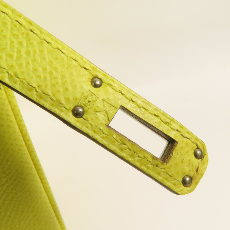 HERMES Epsom皮革Birkin 25銀扣手挽袋Lime-9