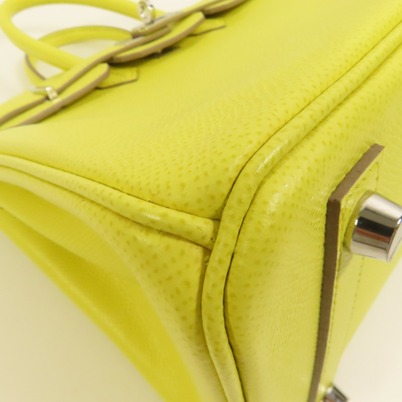 HERMES Epsom皮革Birkin 25銀扣手挽袋Lime-14