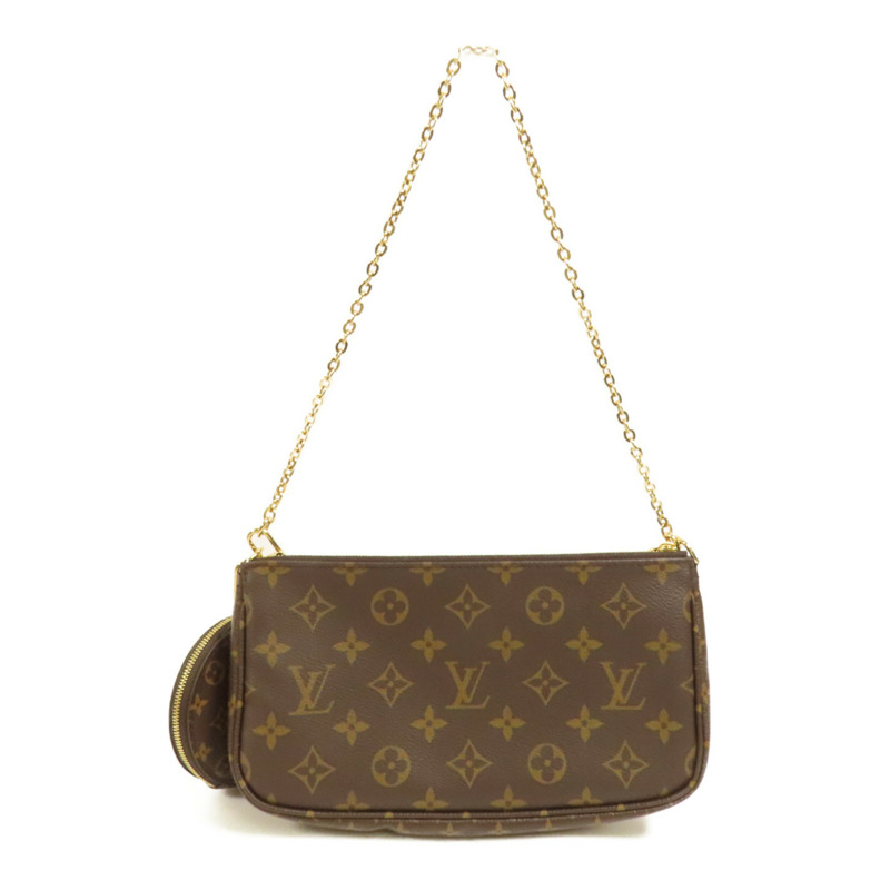 LOUIS VUITTON Monogram Multi Pochette Accessoires金扣手挽肩背兩用袋棕色-1