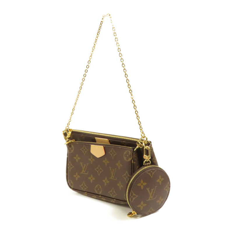 LOUIS VUITTON Monogram Multi Pochette Accessoires金扣手挽肩背兩用袋棕色-2