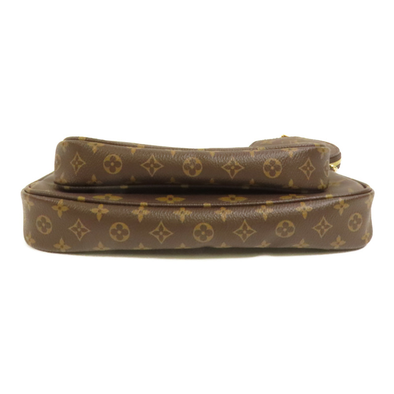 LOUIS VUITTON Monogram Multi Pochette Accessoires金扣手挽肩背兩用袋棕色-3