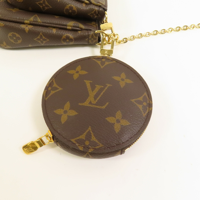 LOUIS VUITTON Monogram Multi Pochette Accessoires金扣手挽肩背兩用袋棕色-7