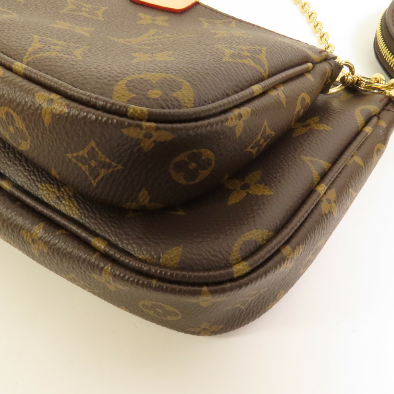 LOUIS VUITTON Monogram Multi Pochette Accessoires金扣手挽肩背兩用袋棕色-12