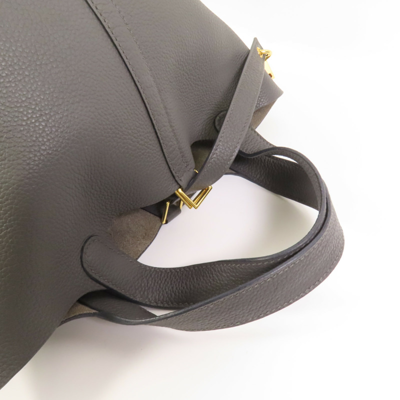 HERMES Clemence皮革Picotin PM金扣手挽袋Gris Meyer-4