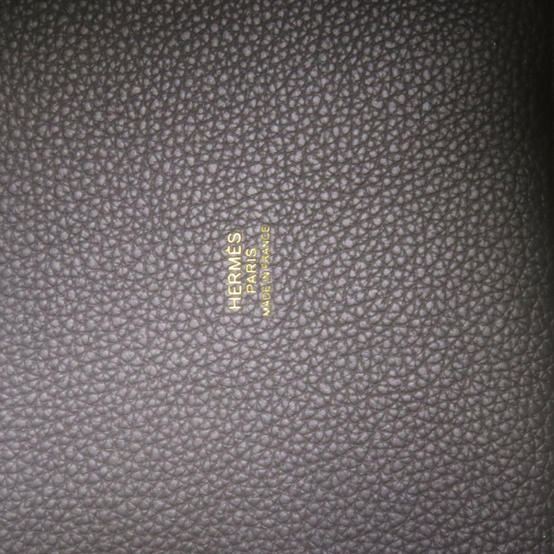 HERMES Clemence皮革Picotin PM金扣手挽袋Gris Meyer-8