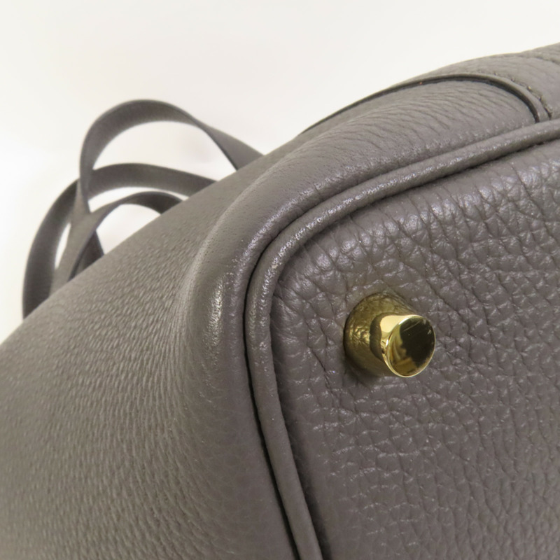HERMES Clemence皮革Picotin PM金扣手挽袋Gris Meyer-14