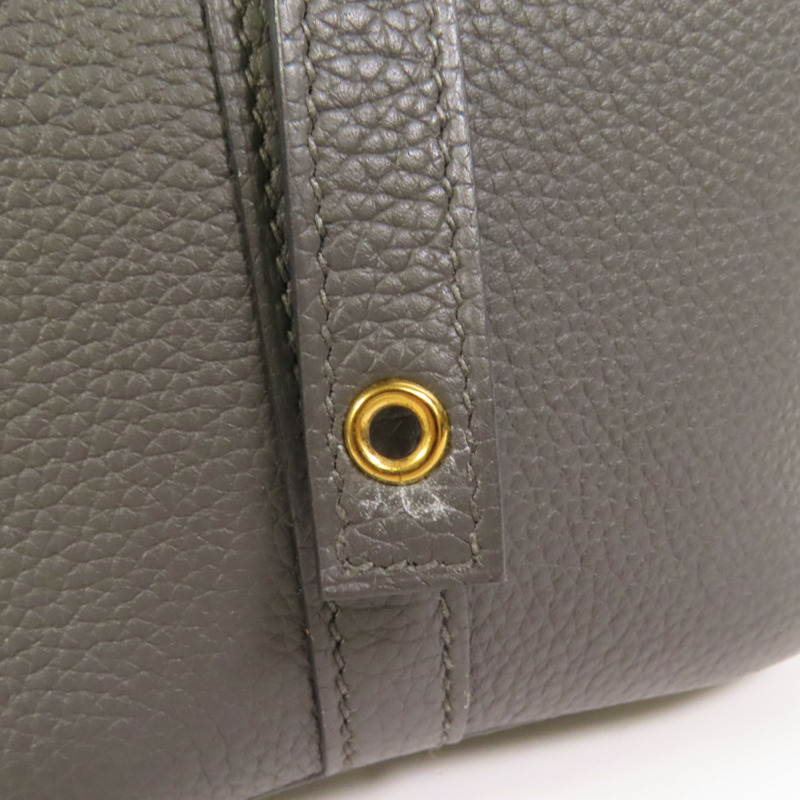 HERMES Clemence皮革Picotin PM金扣手挽袋Gris Meyer-15