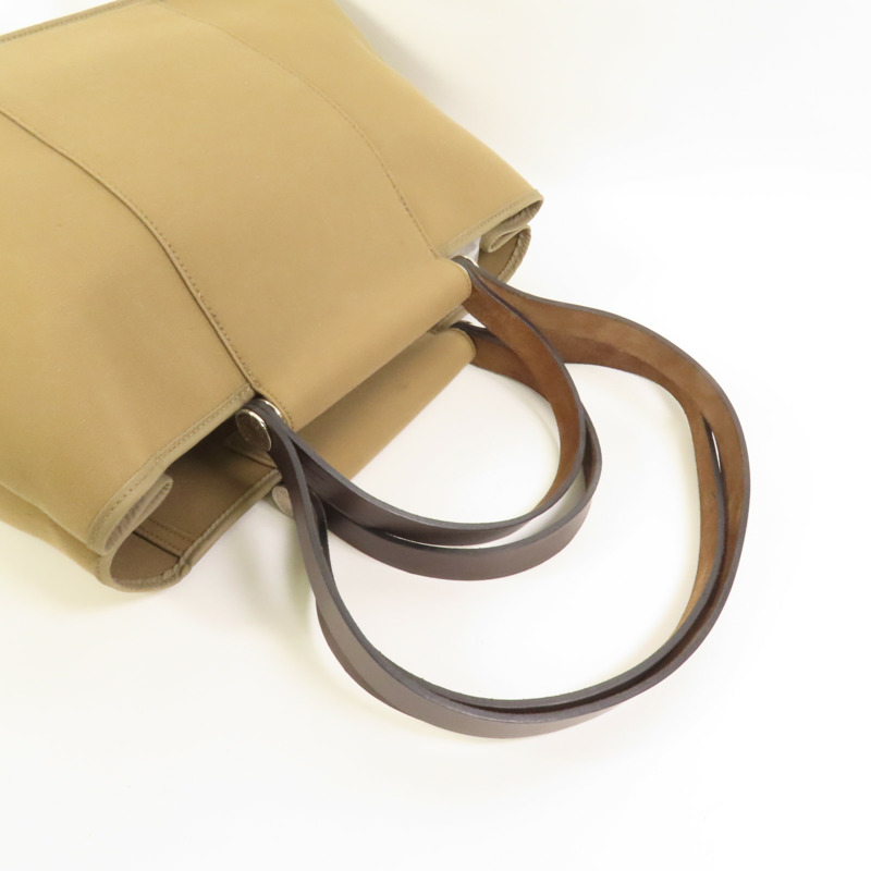 HERMES 帆布Cabag Elan銀扣手挽肩背兩用袋Taupe-4