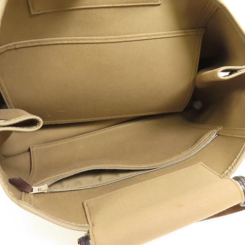 HERMES 帆布Cabag Elan銀扣手挽肩背兩用袋Taupe-5