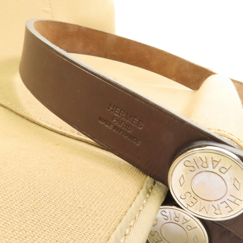 HERMES 帆布Cabag Elan銀扣手挽肩背兩用袋Taupe-6