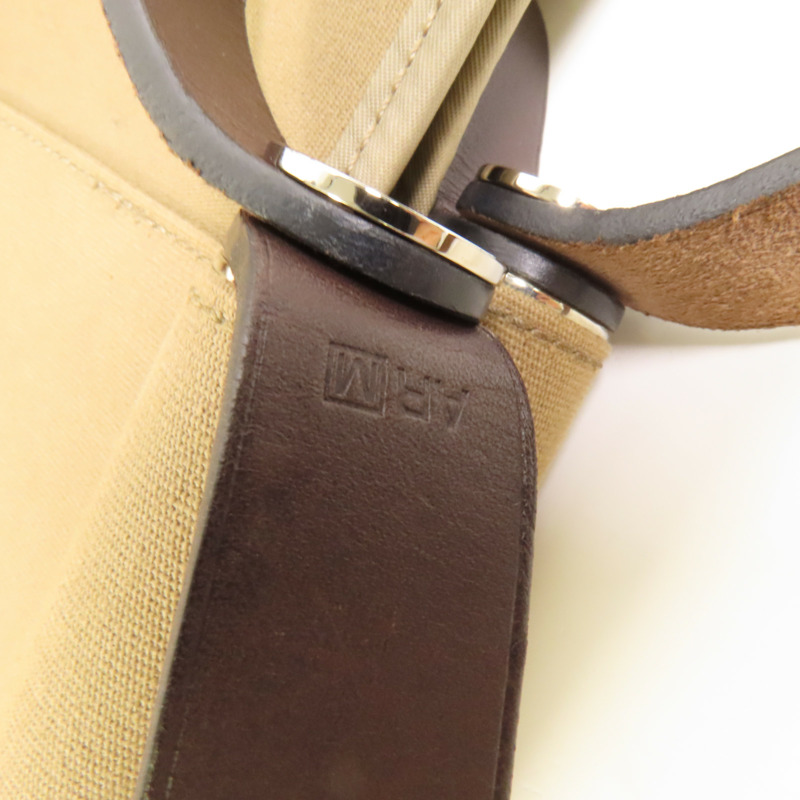 HERMES 帆布Cabag Elan銀扣手挽肩背兩用袋Taupe-7