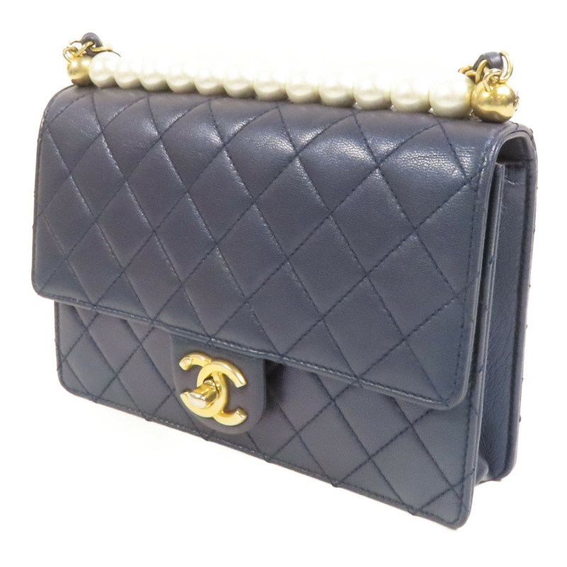 CHANEL 牛皮皮革Chain Shoulder金扣鏈帶肩背袋-2