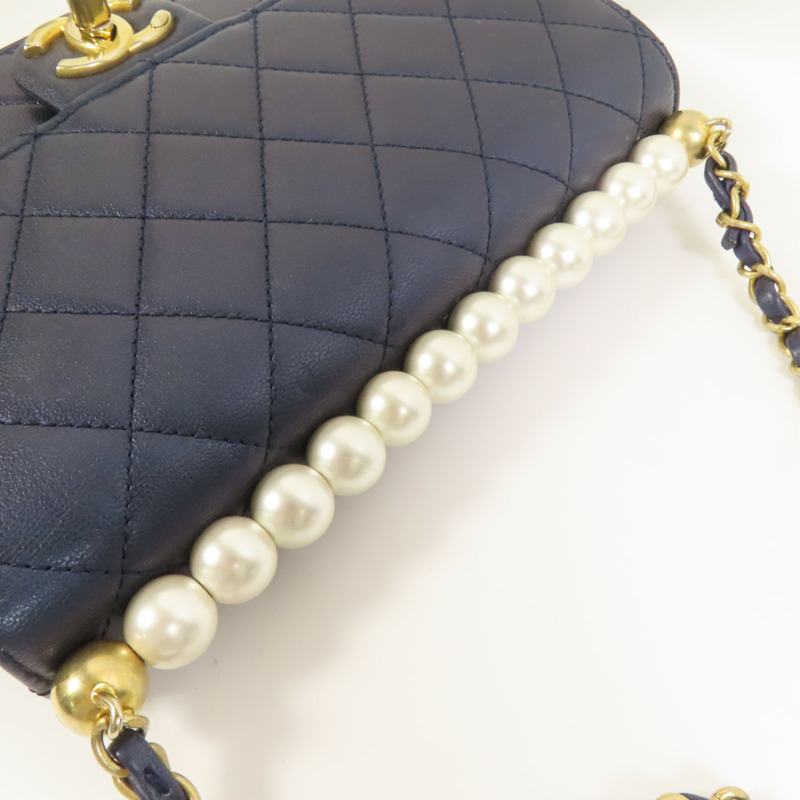 CHANEL 牛皮皮革Chain Shoulder金扣鏈帶肩背袋-6