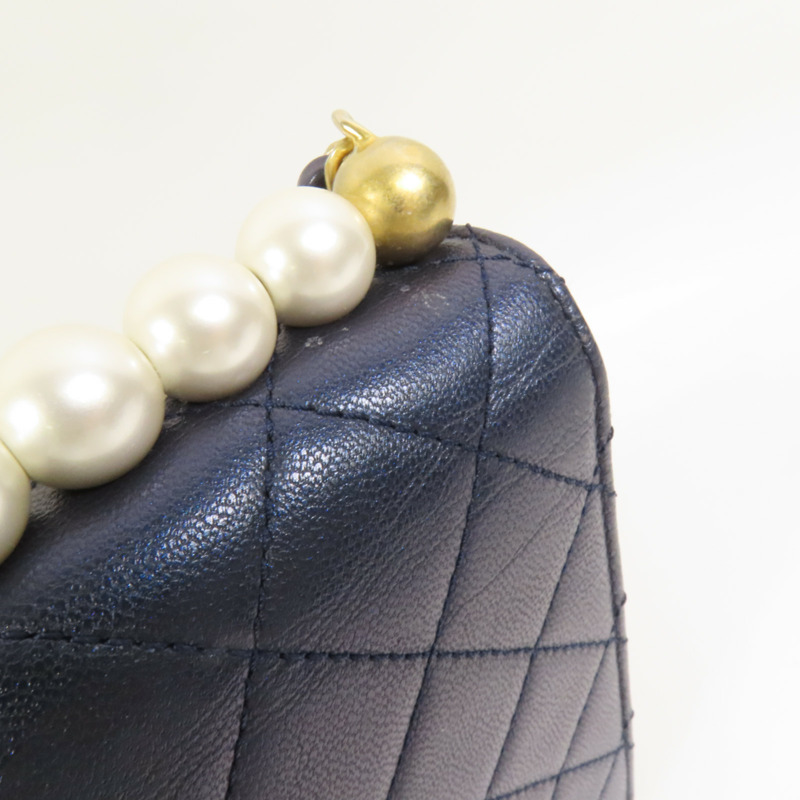 CHANEL 牛皮皮革Chain Shoulder金扣鏈帶肩背袋-18