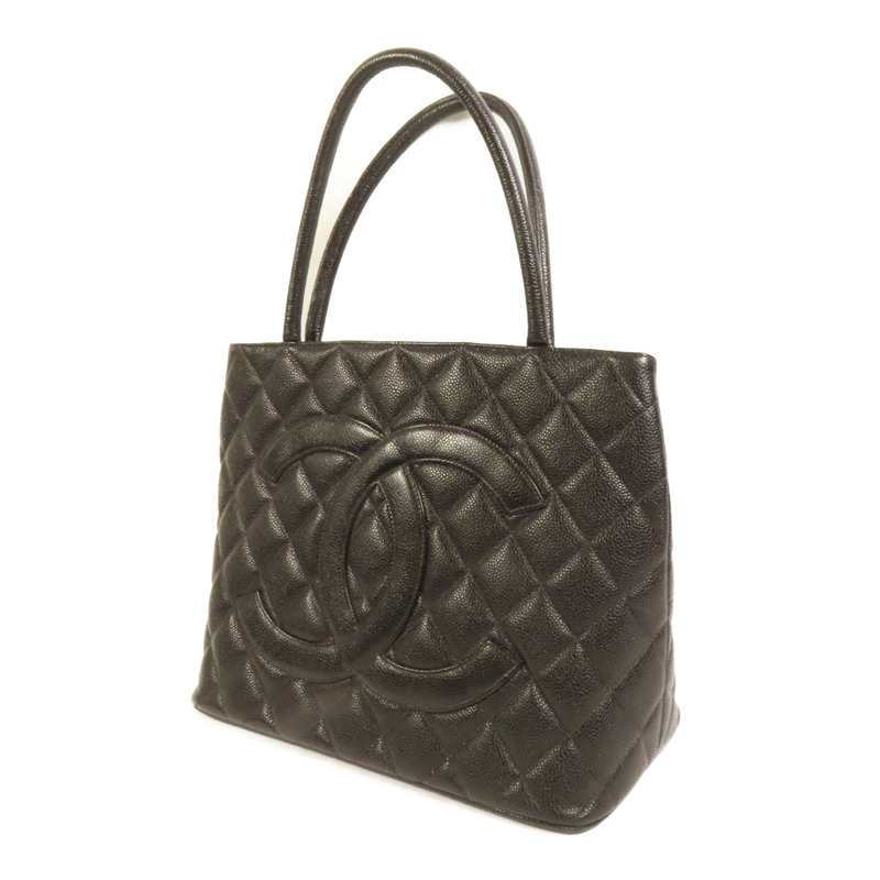 CHANEL 牛皮皮革Vintage Tote Bag金扣肩背袋-2