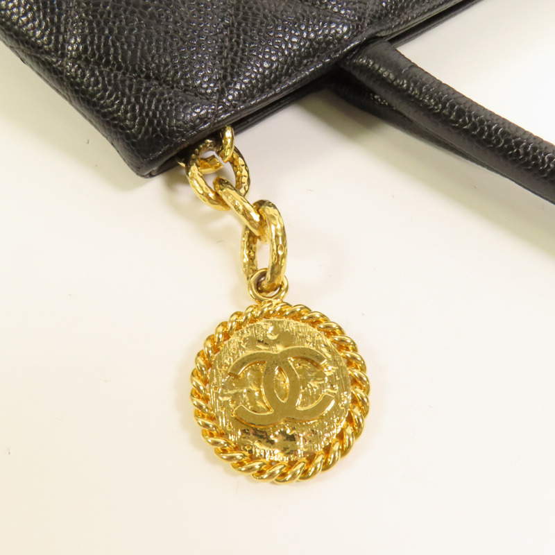 CHANEL 牛皮皮革Vintage Tote Bag金扣肩背袋-5