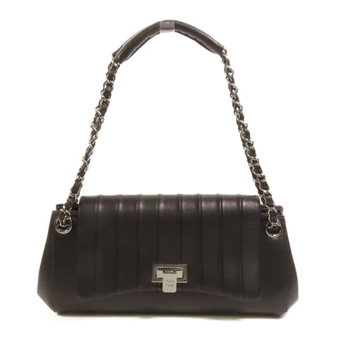 CHANEL 羊皮皮革Shoulder Bag銀扣鏈帶肩背袋