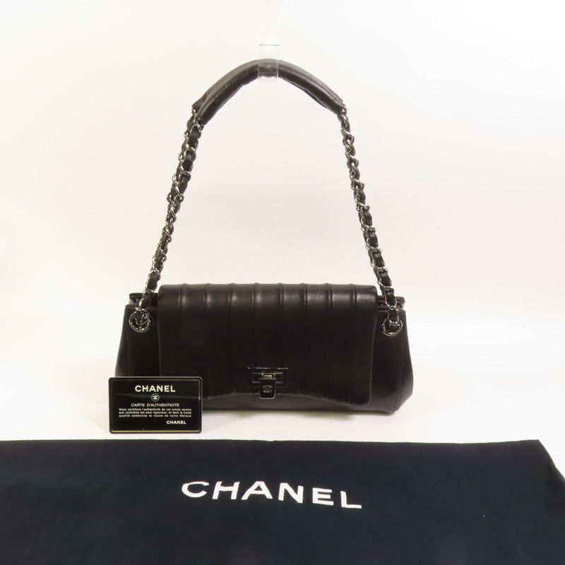 CHANEL 羊皮皮革Shoulder Bag銀扣鏈帶肩背袋-10