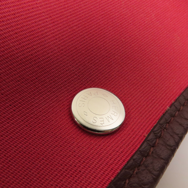 HERMES 帆布Garden Party PM銀扣手挽袋Bordeaux-5