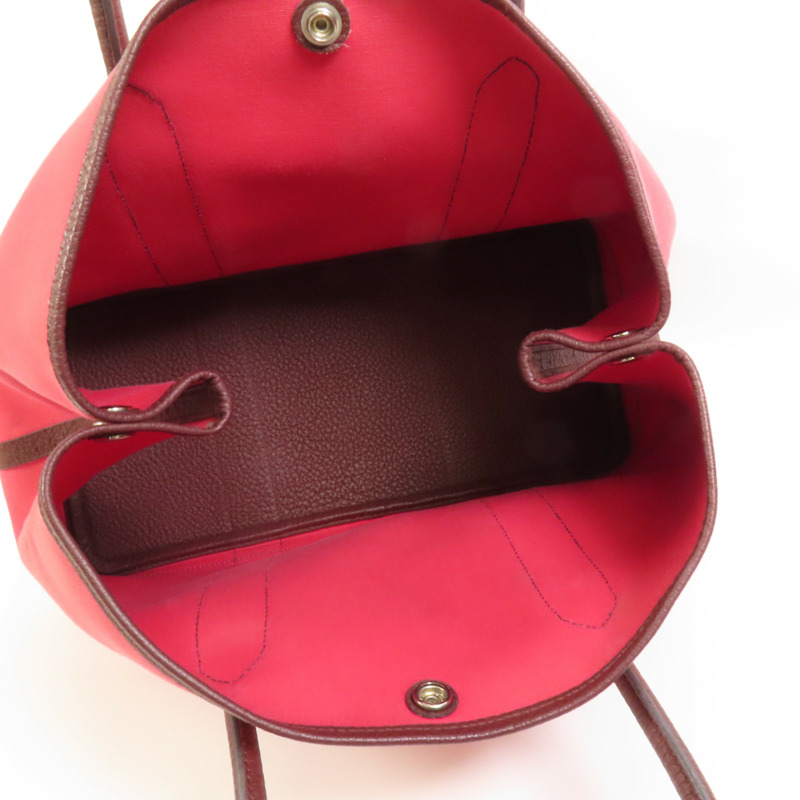 HERMES 帆布Garden Party PM銀扣手挽袋Bordeaux-6