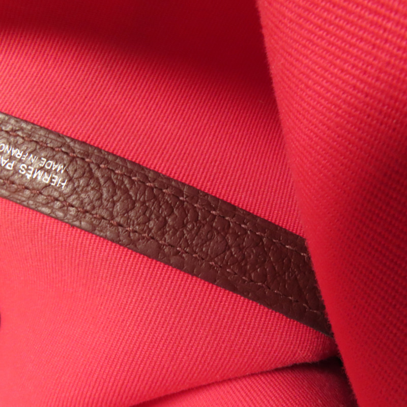 HERMES 帆布Garden Party PM銀扣手挽袋Bordeaux-8