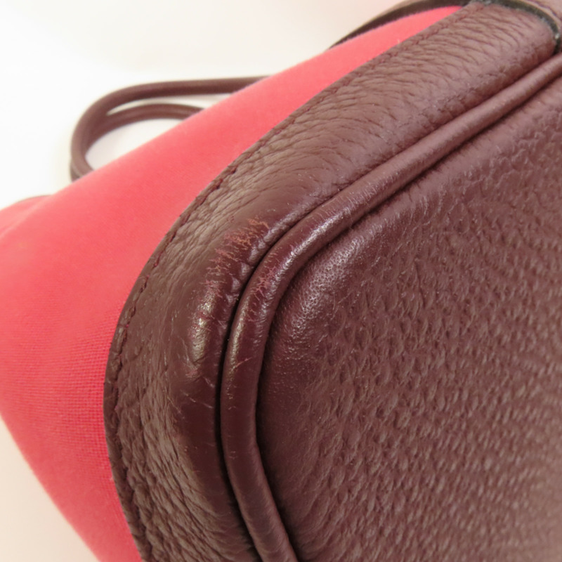 HERMES 帆布Garden Party PM銀扣手挽袋Bordeaux-10