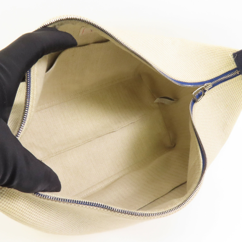 HERMES 帆布Bride A Brac Cabriole GM銀扣手挽袋-6