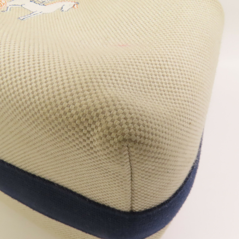 HERMES 帆布Bride A Brac Cabriole GM銀扣手挽袋-10