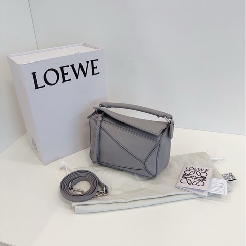 【98新全套🆕】Loewe mini puzzle迷你幾何包 23年新色🐚珍珠灰 手提單肩斜挎包