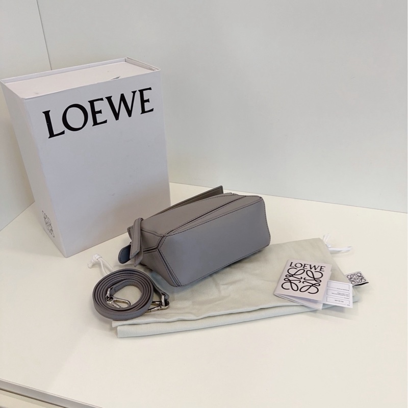 【98新全套🆕】Loewe mini puzzle迷你幾何包 23年新色🐚珍珠灰 手提單肩斜挎包-3