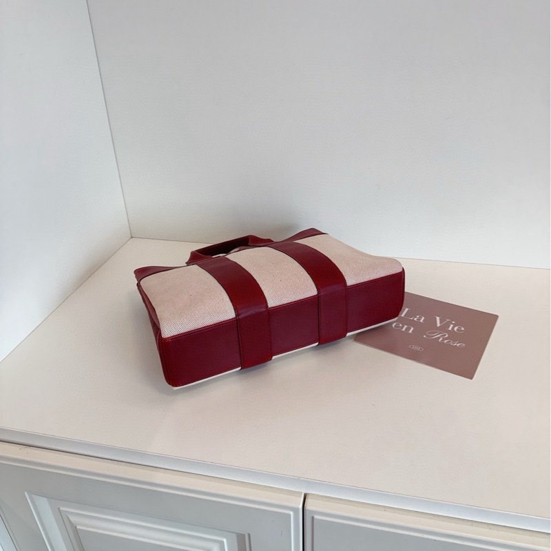 【97新🆕】Hermes 中古波爾多紅帆布拼皮公文手提tote 學院版的花園包 手提包-4