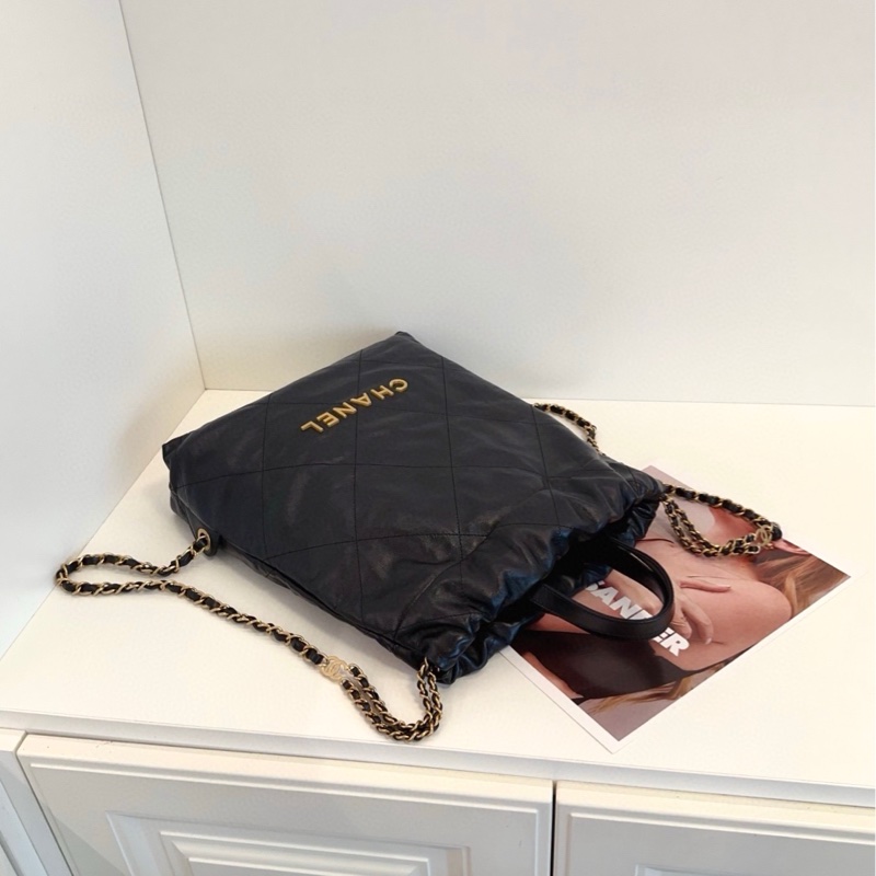 【99新🆕】Chanel 22Bag黑金抽繩雙肩包 芯片款小號small-2