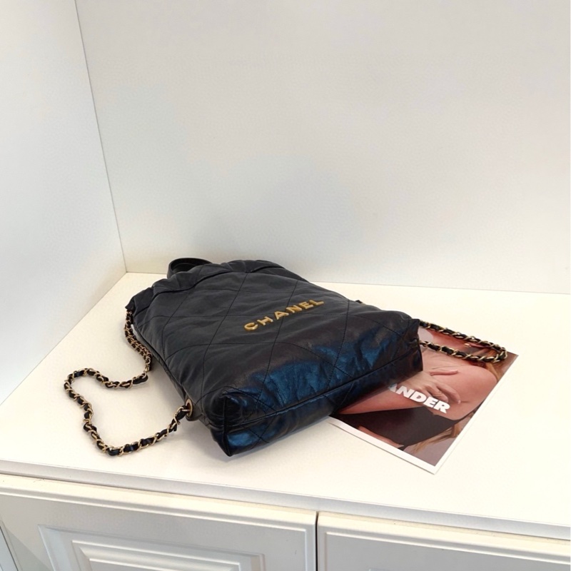【99新🆕】Chanel 22Bag黑金抽繩雙肩包 芯片款小號small-3