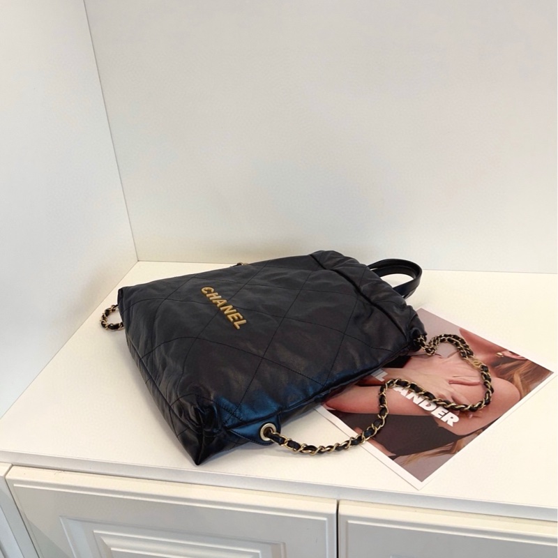 【99新🆕】Chanel 22Bag黑金抽繩雙肩包 芯片款小號small-4