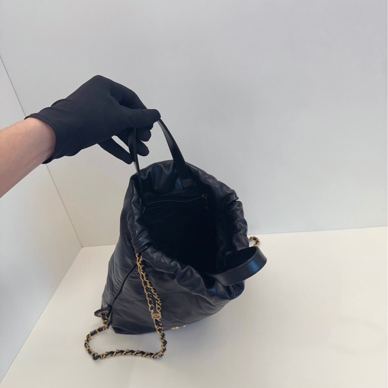 【99新🆕】Chanel 22Bag黑金抽繩雙肩包 芯片款小號small-5