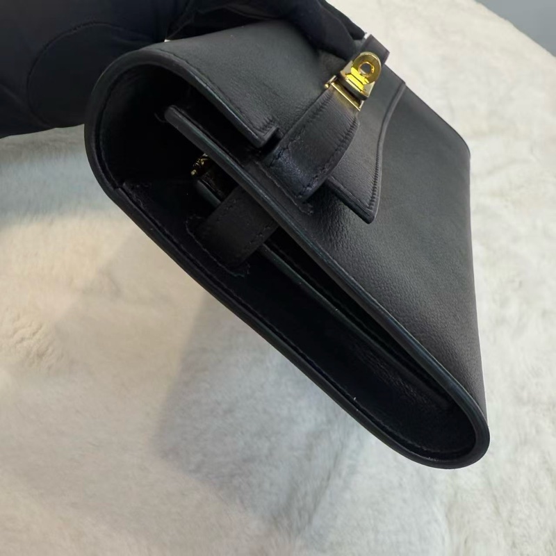 愛馬仕/Hermes Kelly to go 89黑金 Es皮 肩帶款斜挎包 原配肩帶+70cm黑白編織肩帶-3